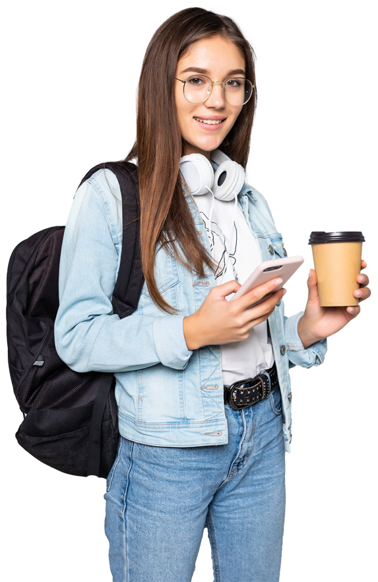 young happy student applying to college